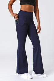 High Waist Flared Pants with Pockets by bornfocus