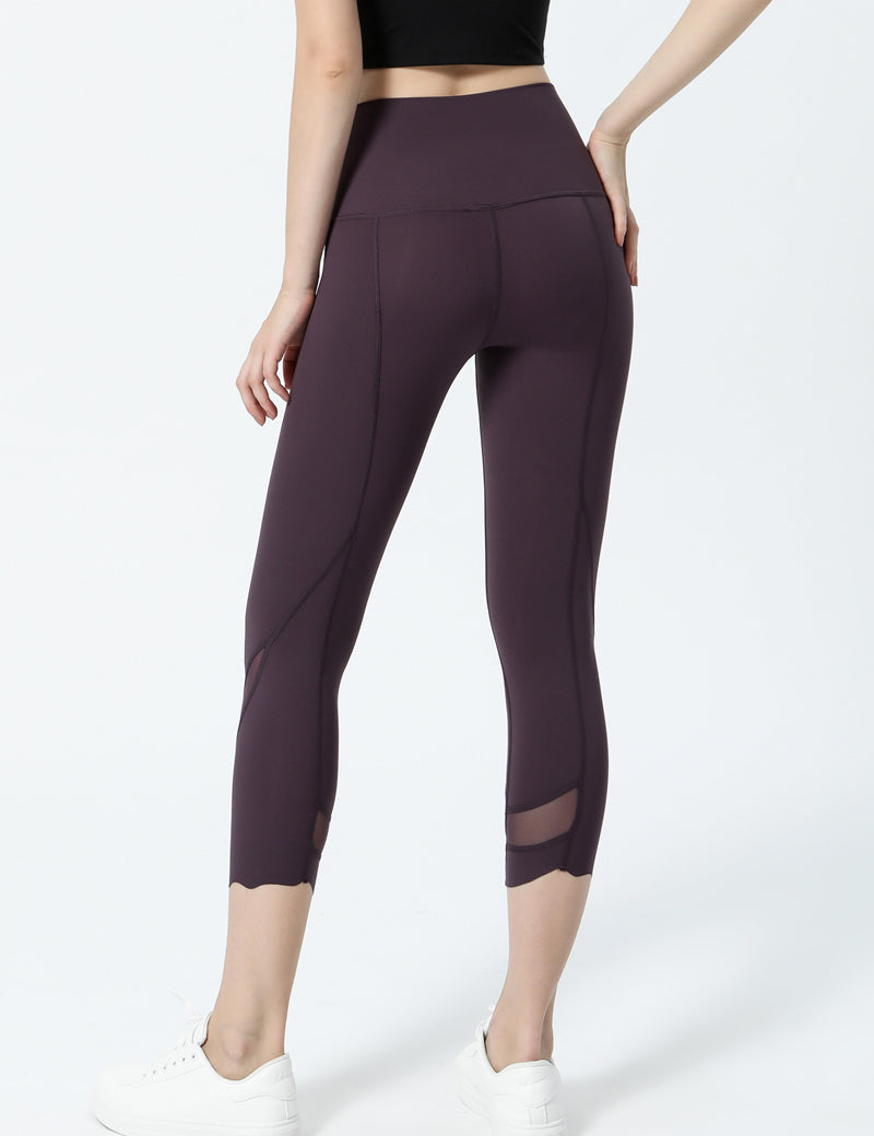 High-Rise Mesh Insert Capri Legging by bornfocus