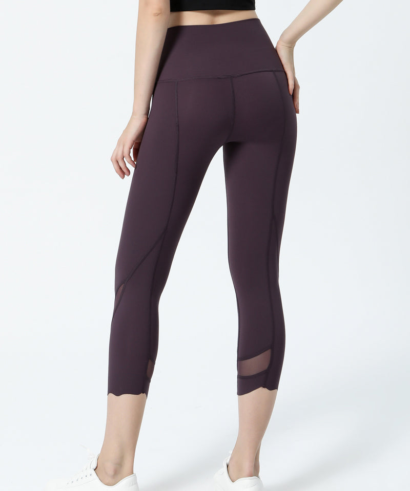 High-Rise Mesh Insert Capri Legging by bornfocus