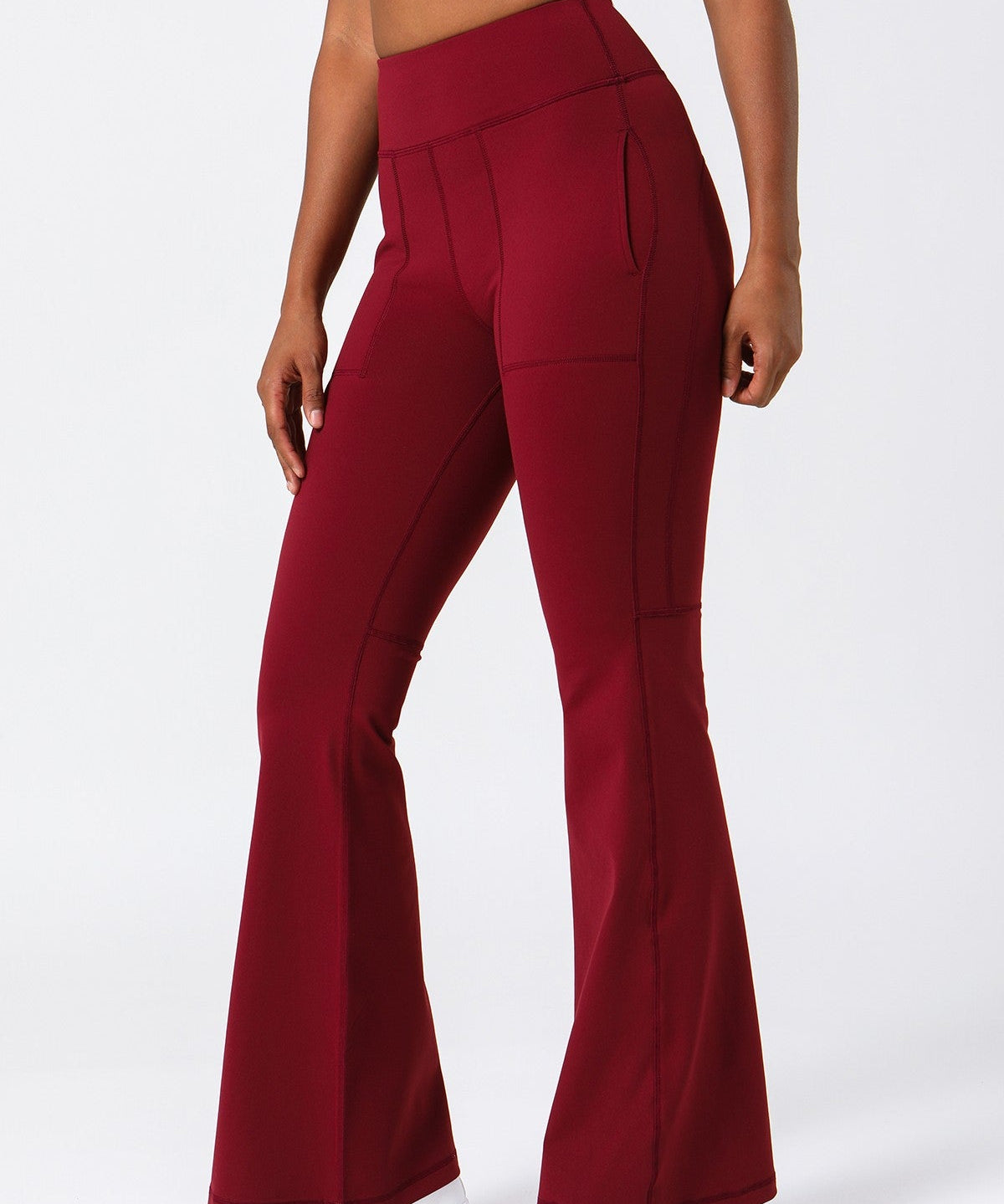 High Waist Flared Pants with Pockets by bornfocus