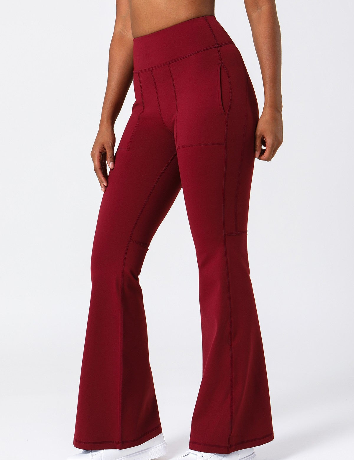 High Waist Flared Pants with Pockets by bornfocus