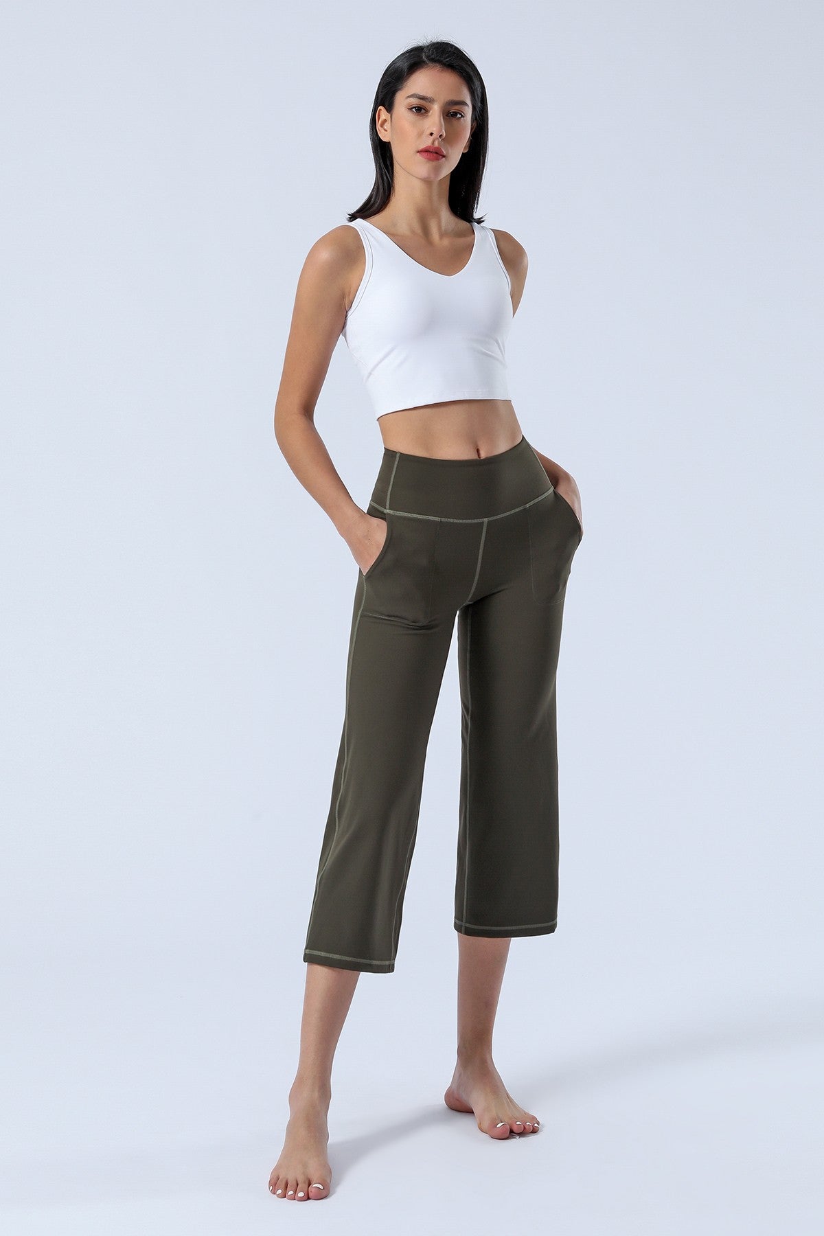 High-Rise Cropped Wide-Leg Pants by bornfocus