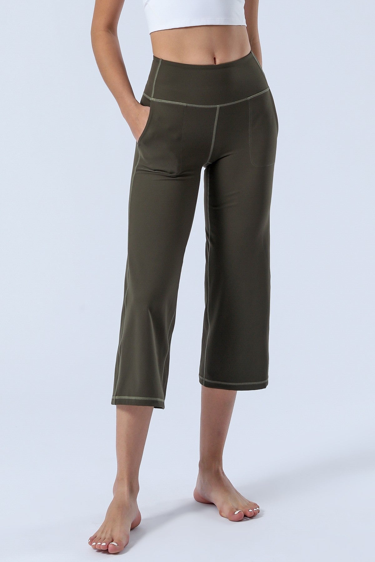 High-Rise Cropped Wide-Leg Pants by bornfocus