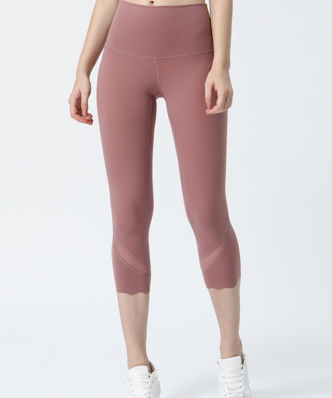 High-Rise Mesh Insert Capri Legging by bornfocus