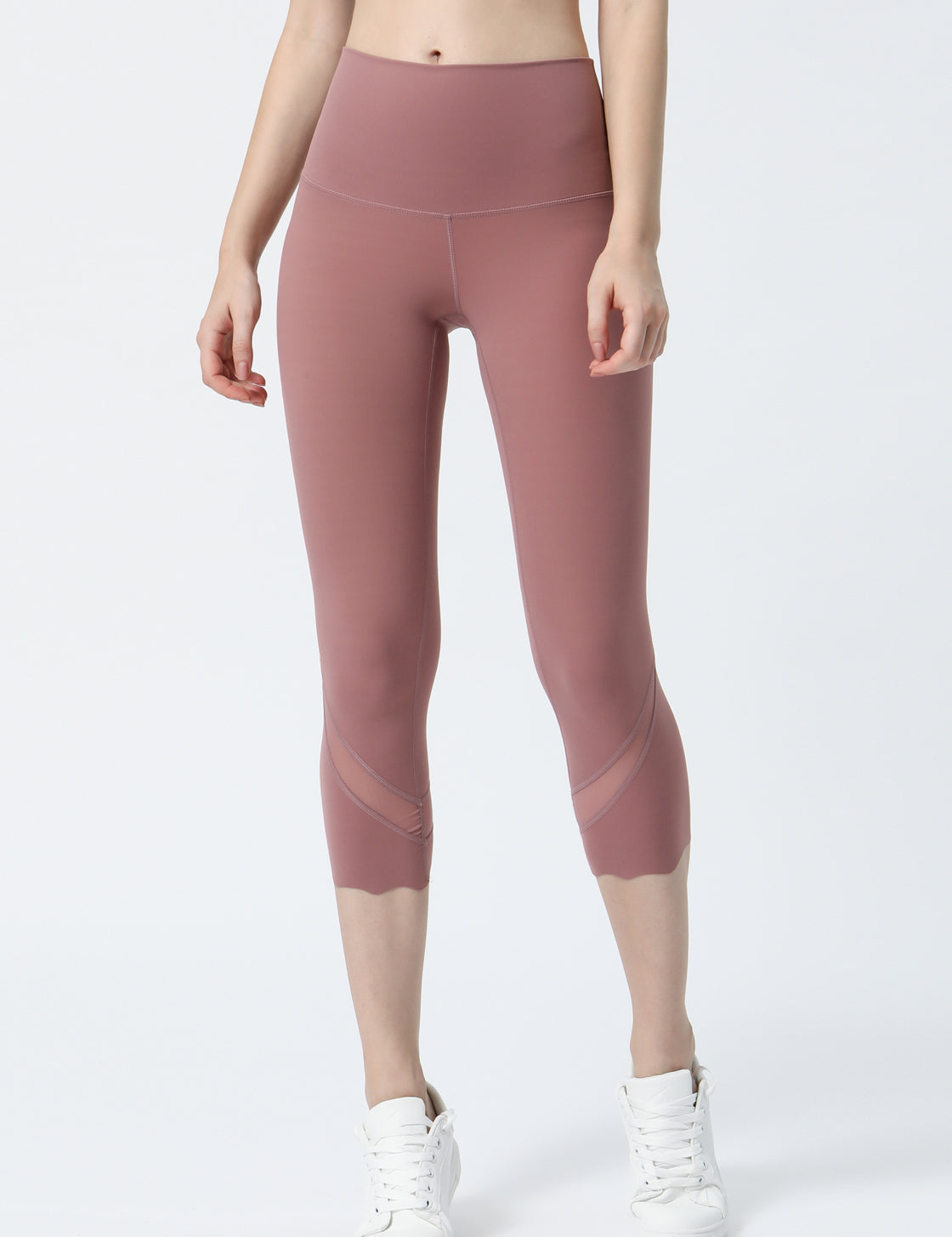 High-Rise Mesh Insert Capri Legging by bornfocus