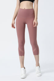 High-Rise Mesh Insert Capri Legging by bornfocus