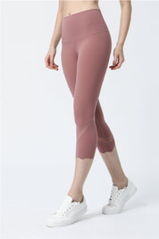 High-Rise Mesh Insert Capri Legging by bornfocus