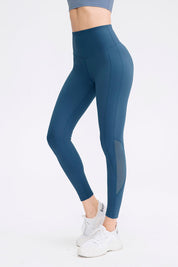 Mesh Insert High-Rise Ankle Leggings by bornfocus