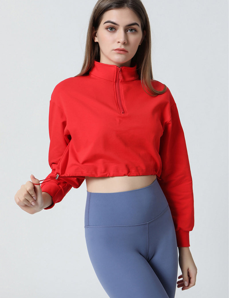 Half-zip Stand-up Collar Sweatshirt by bornfocus