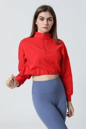 Half-zip Stand-up Collar Sweatshirt by bornfocus