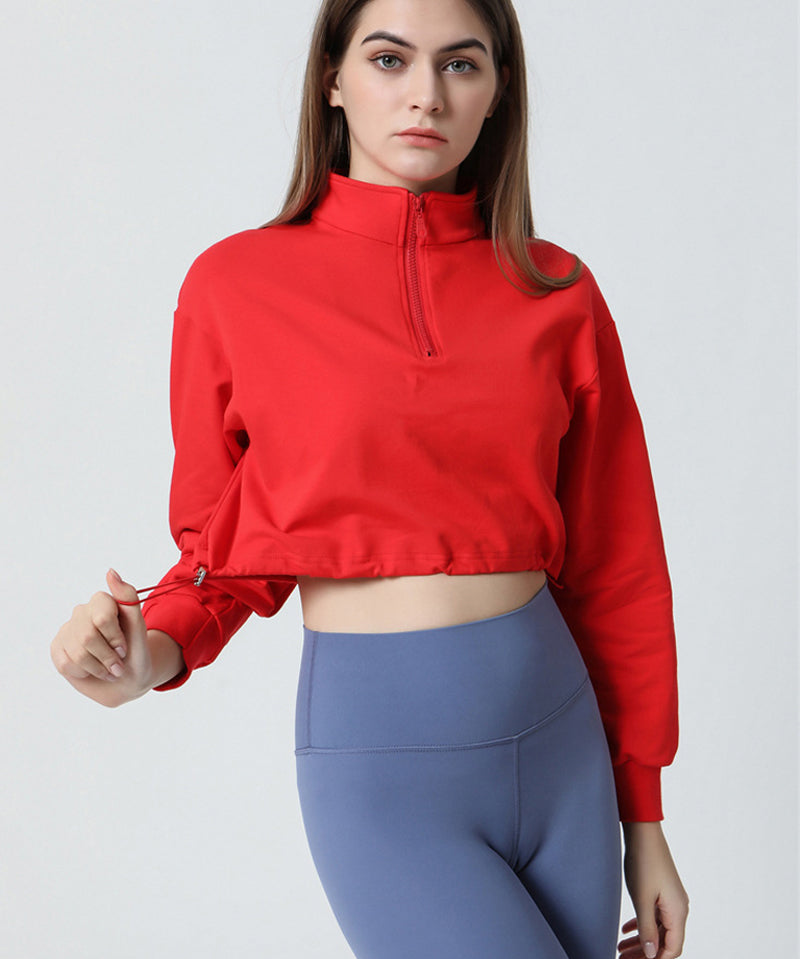 Half-zip Stand-up Collar Sweatshirt by bornfocus