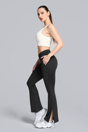 High Waist Crossover Bootcut Leggings by bornfocus