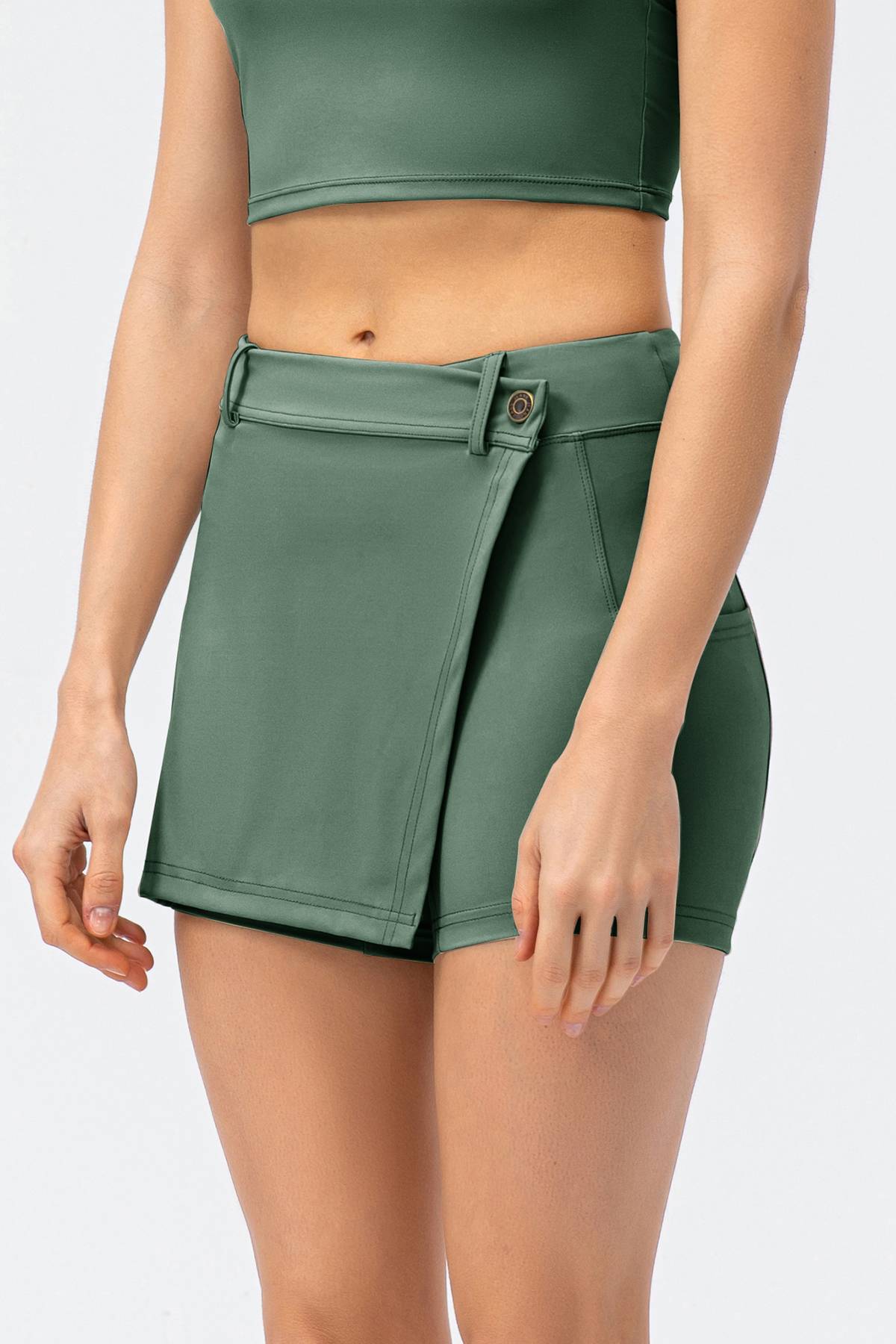 Mid-Waist Split Front Skort by bornfocus