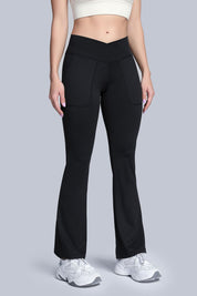 High Waist Crossover Bootcut Leggings by bornfocus