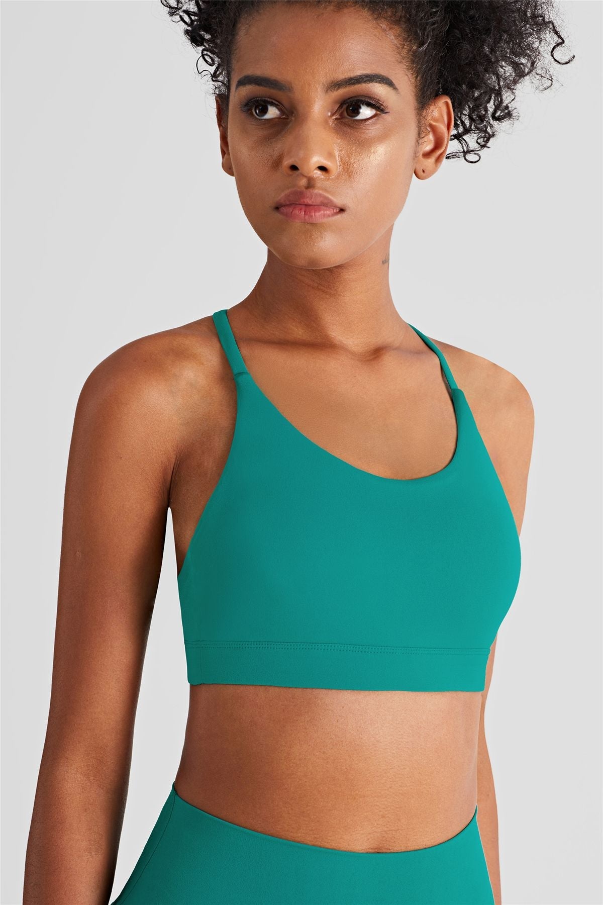 Spaghetti Straps Triangle Back Sports Bra by bornfocus