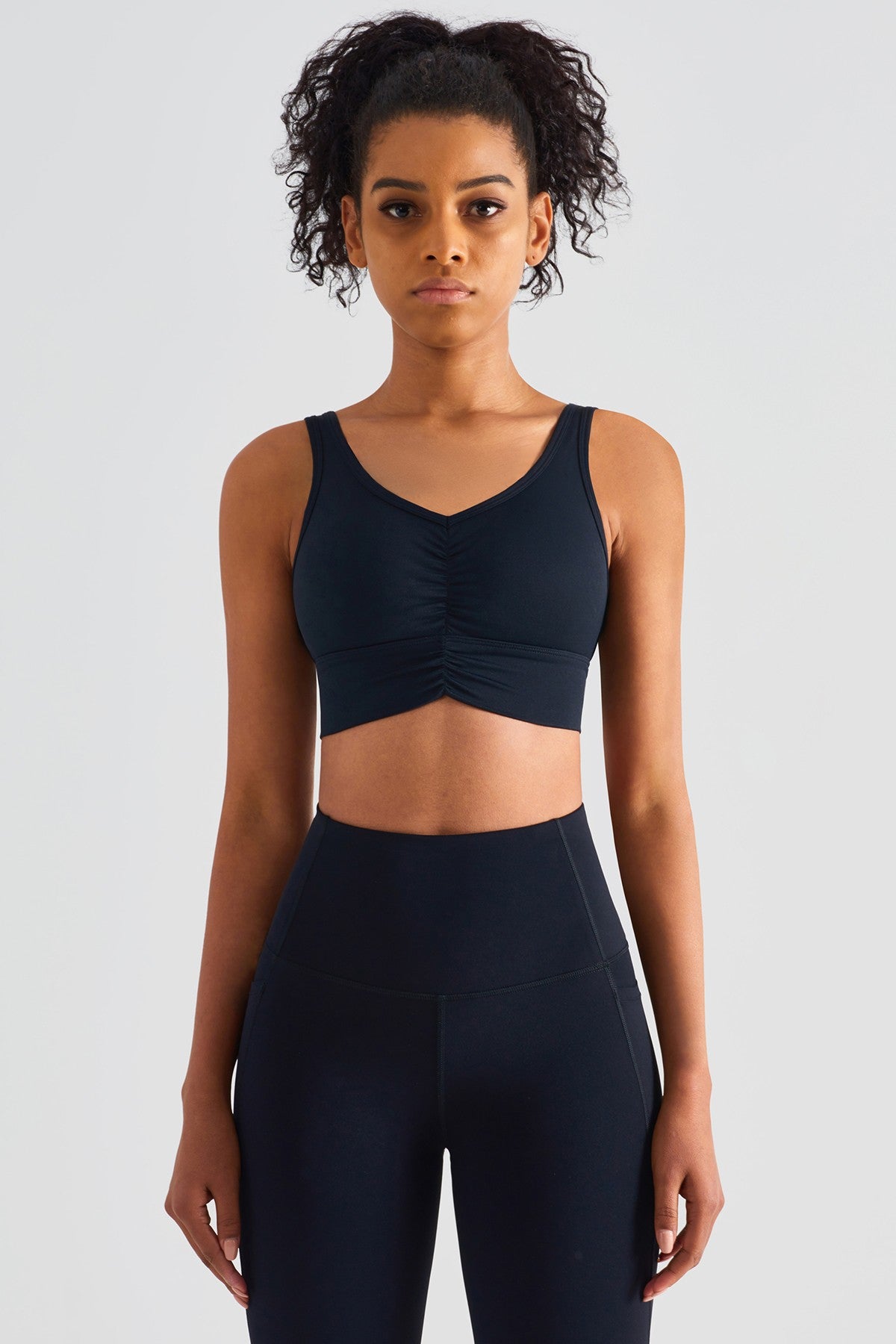 Sleek Ruched Longline Sports Bra by bornfocus