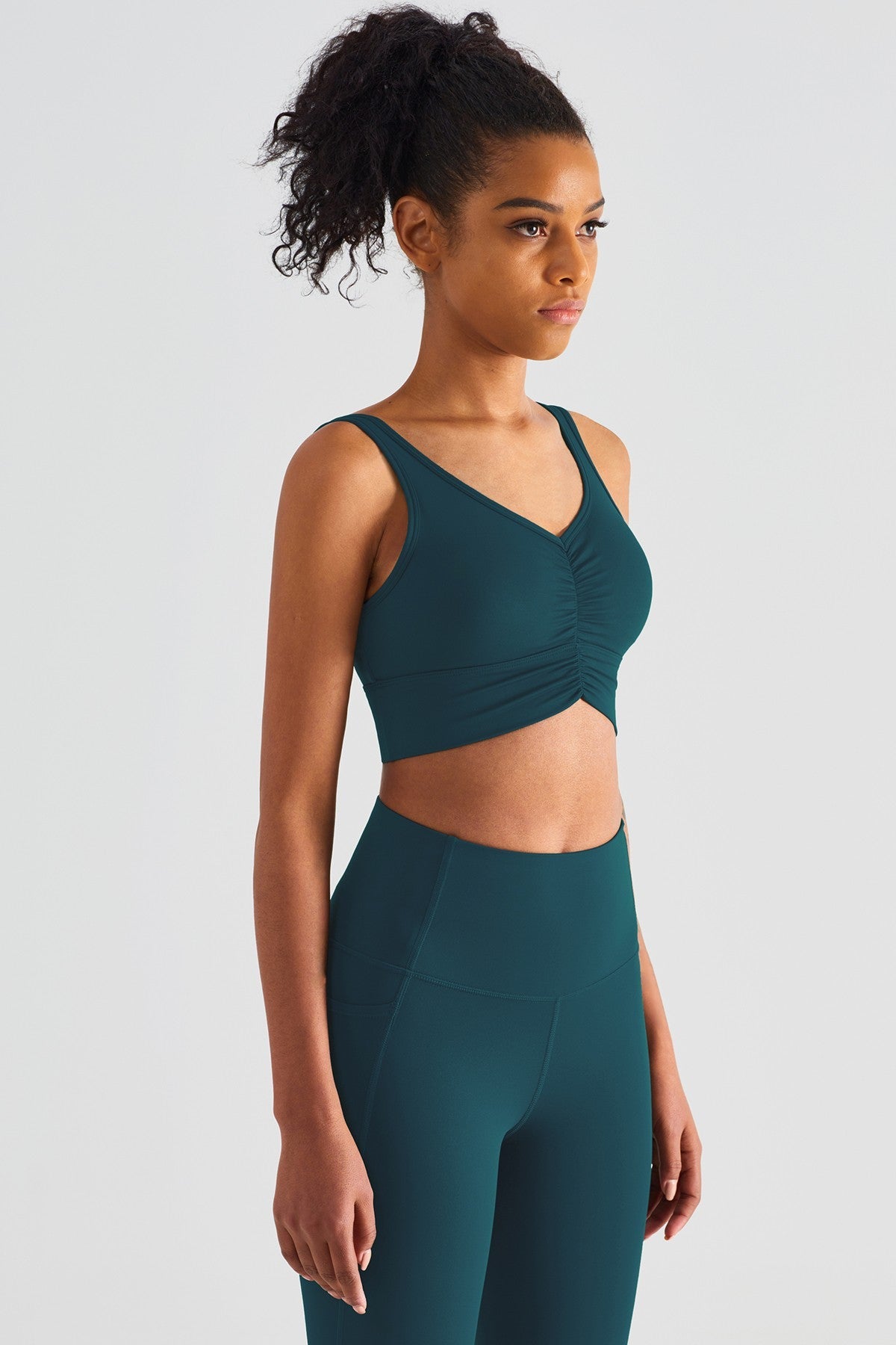 Sleek Ruched Longline Sports Bra by bornfocus