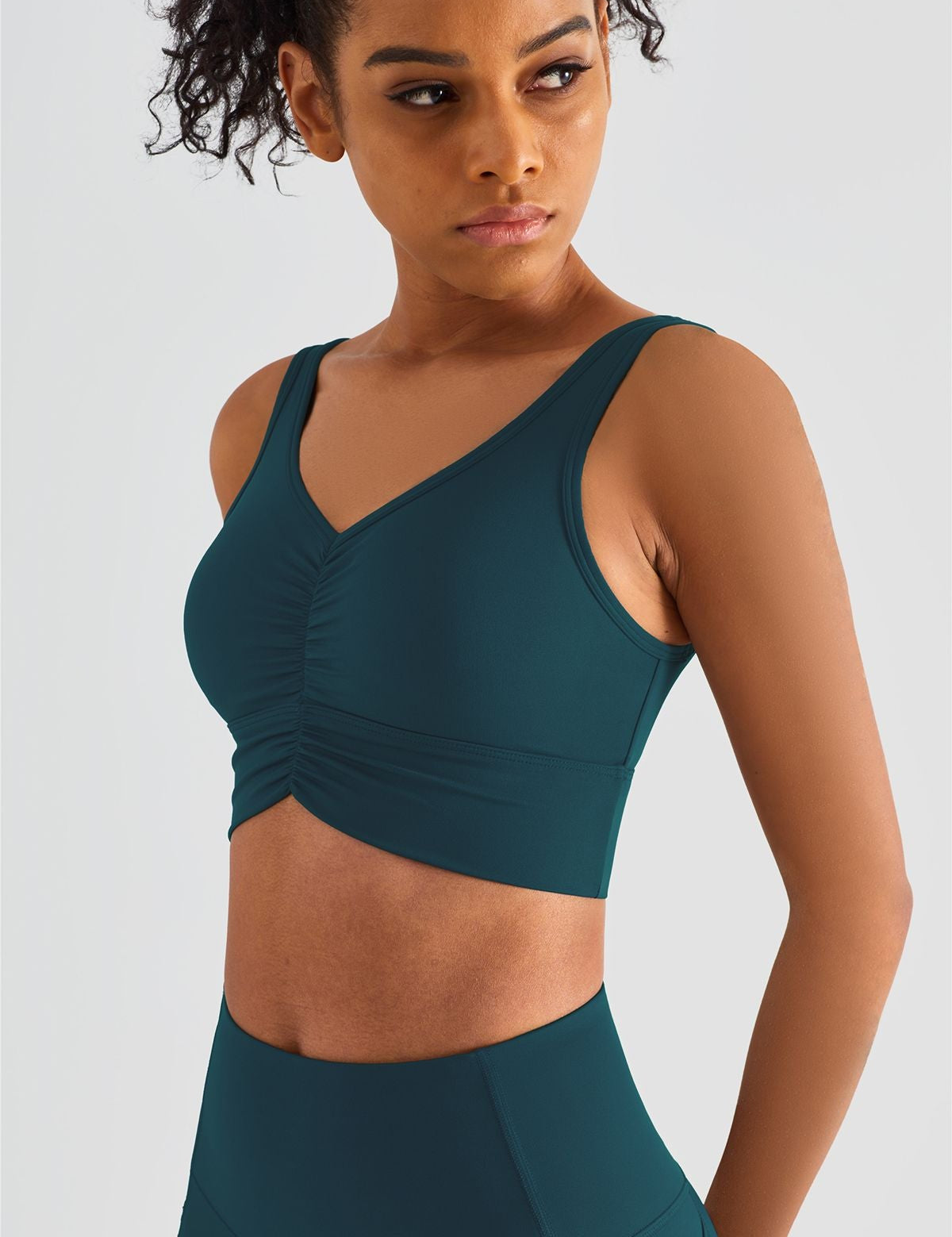 Sleek Ruched Longline Sports Bra by bornfocus