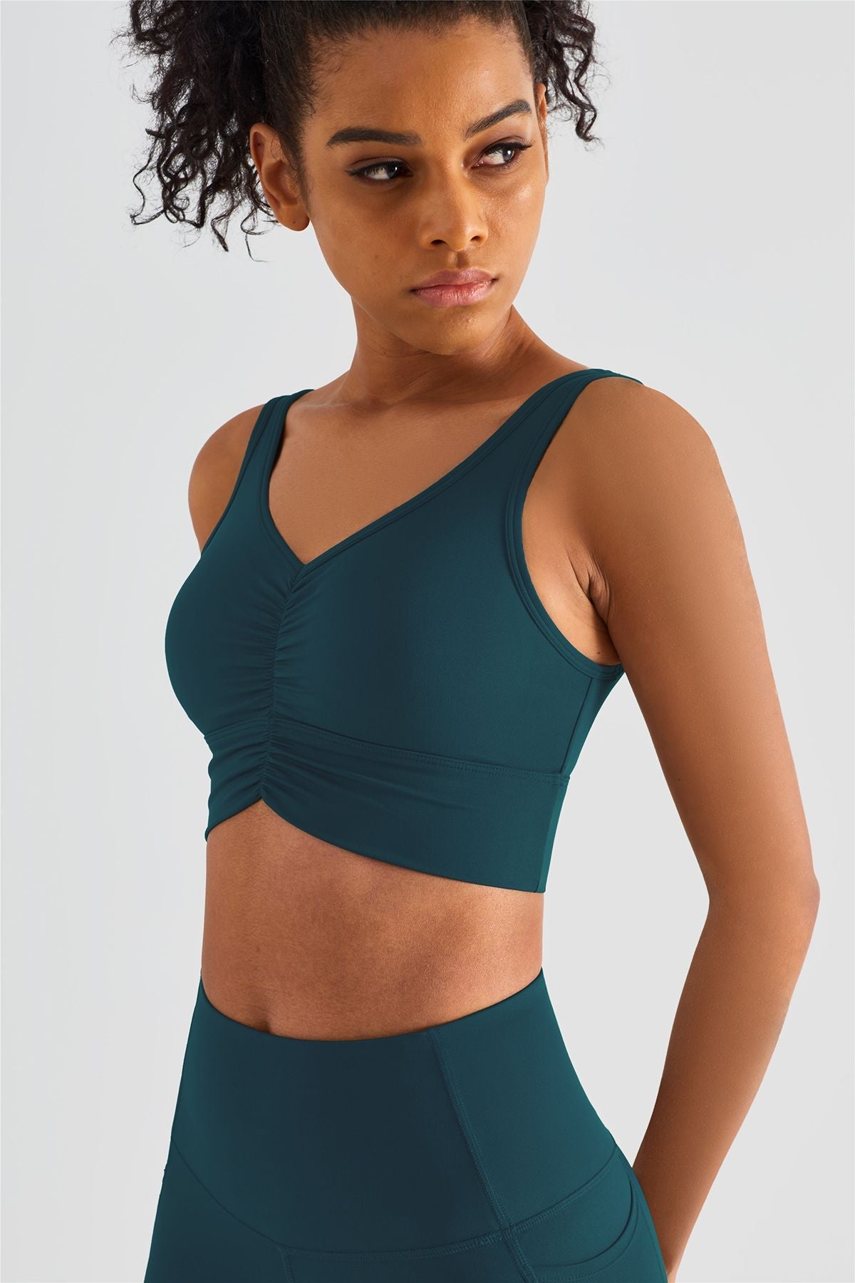 Sleek Ruched Longline Sports Bra by bornfocus