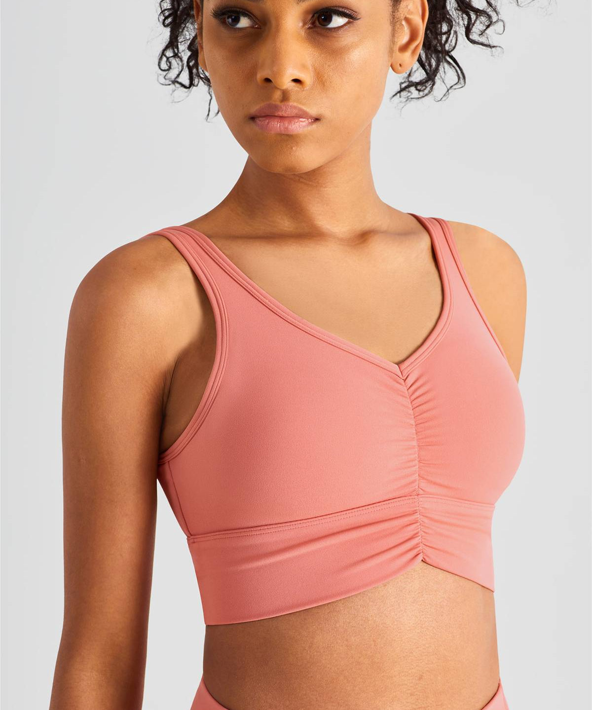 Sleek Ruched Longline Sports Bra by bornfocus