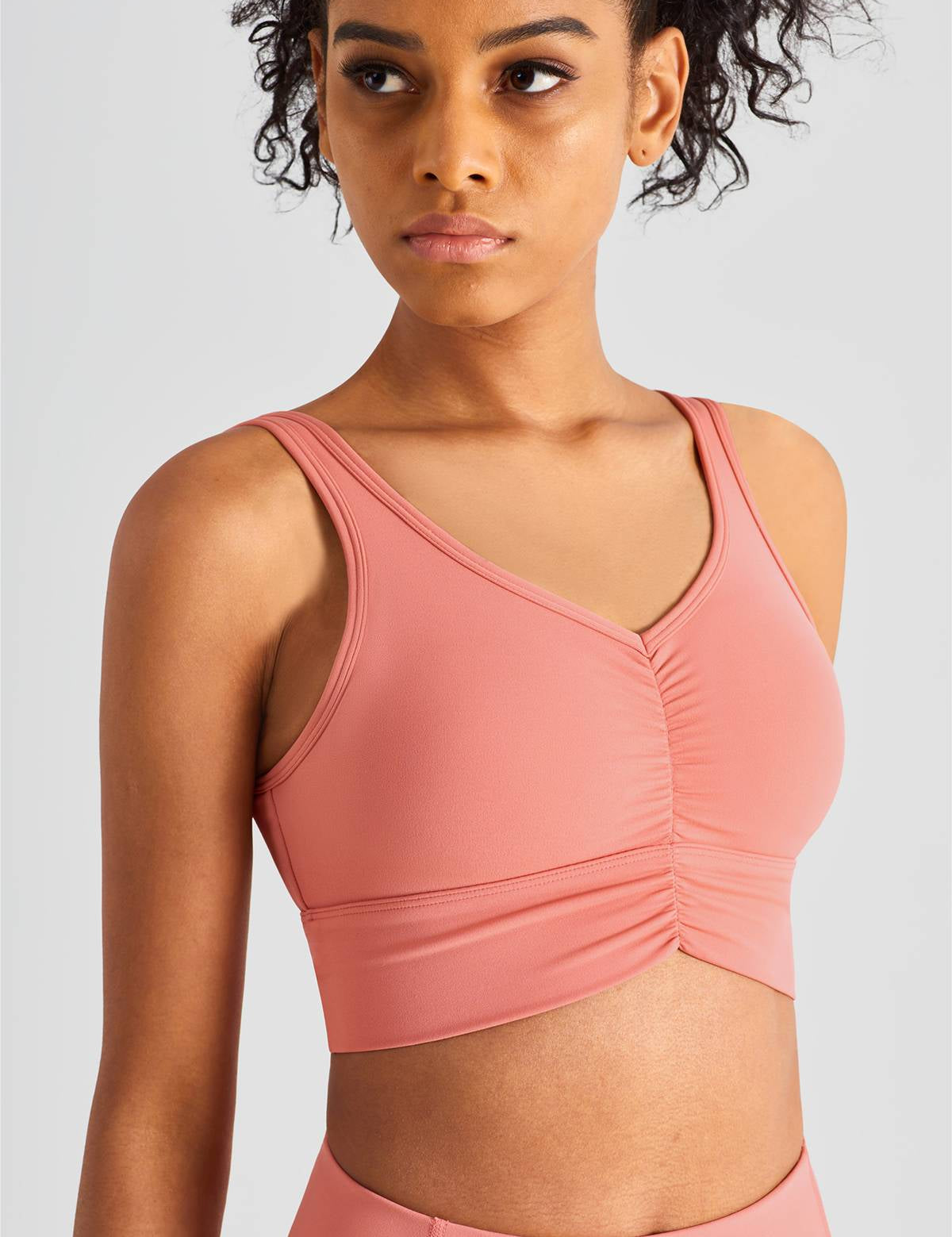 Sleek Ruched Longline Sports Bra by bornfocus