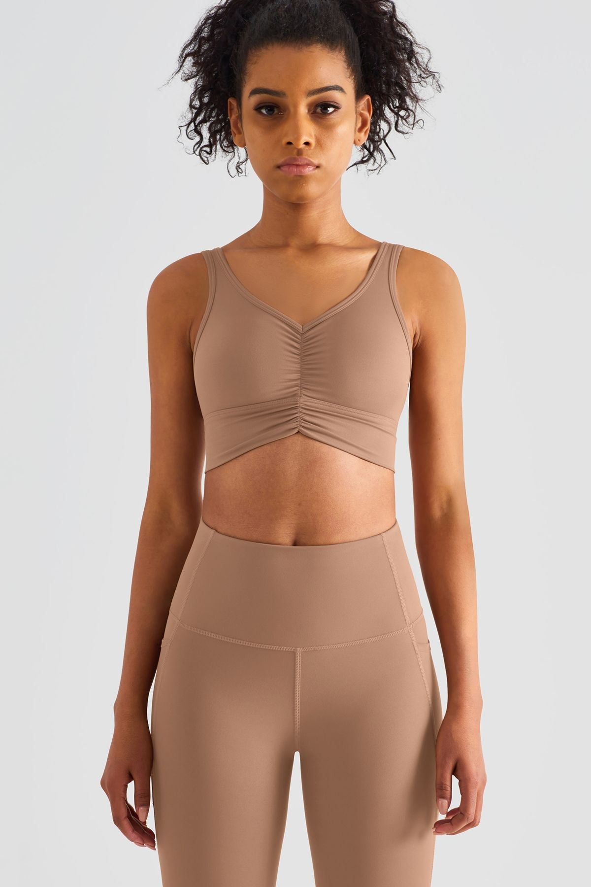 Sleek Ruched Longline Sports Bra by bornfocus