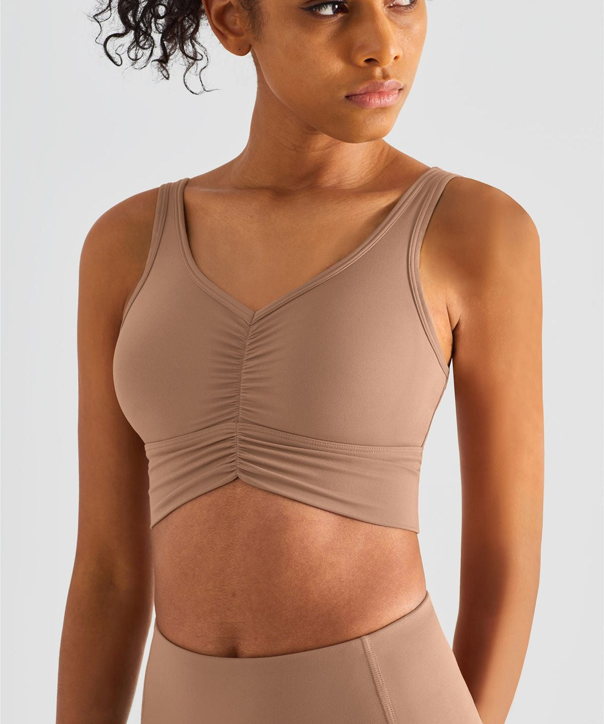 Sleek Ruched Longline Sports Bra by bornfocus