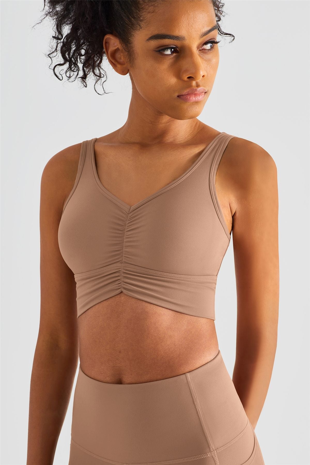 Sleek Ruched Longline Sports Bra by bornfocus