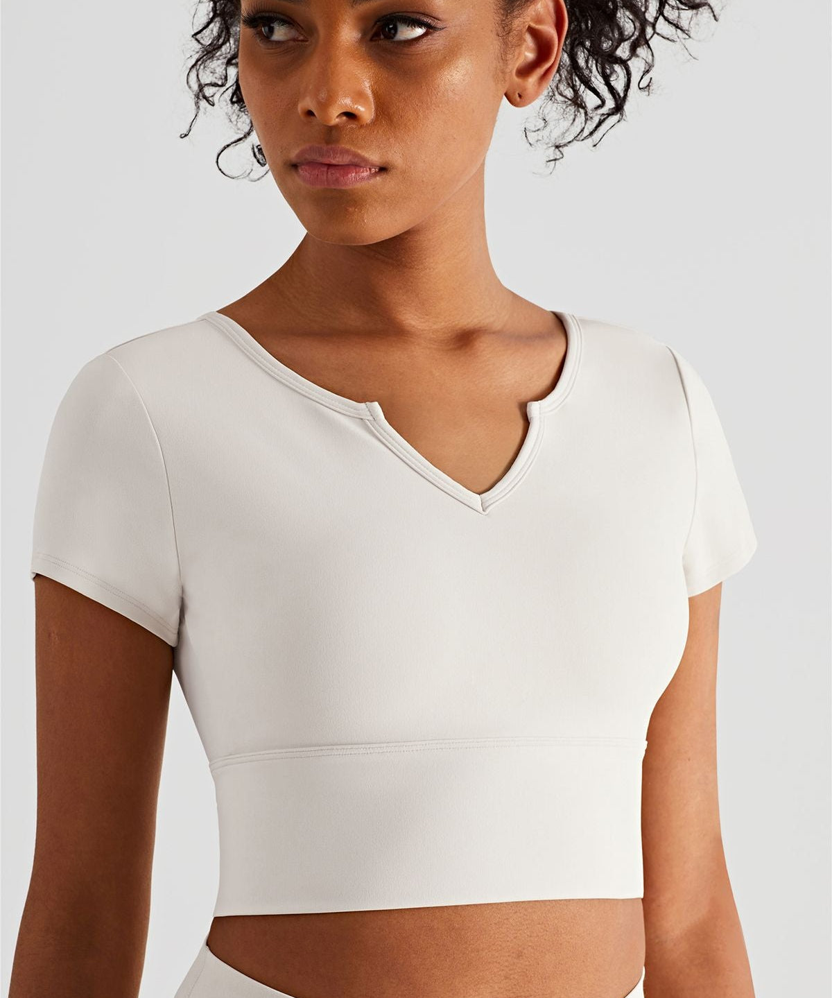 Short Sleeve V Neck Shirts Built-in Bra by bornfocus