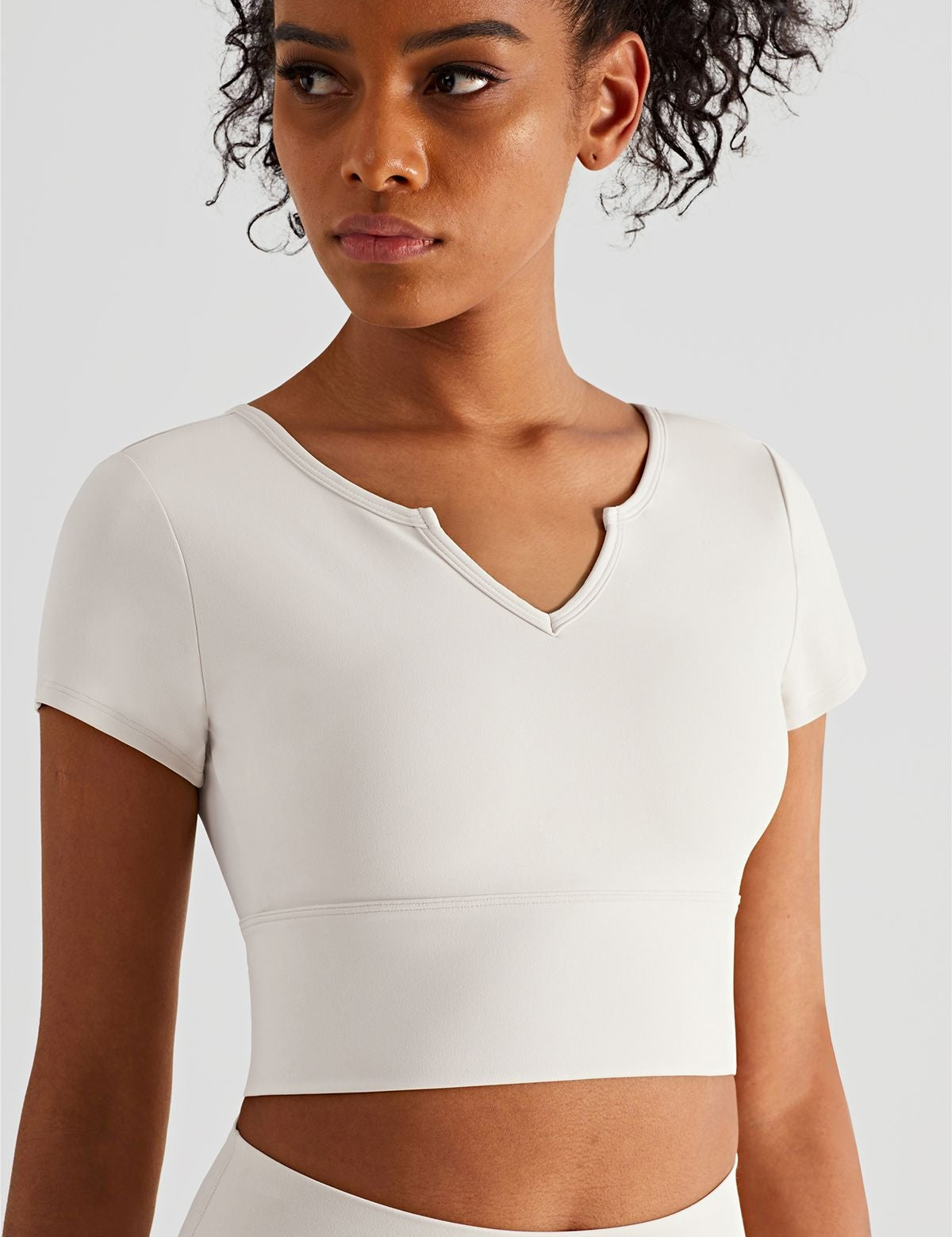 Short Sleeve V Neck Shirts Built-in Bra by bornfocus