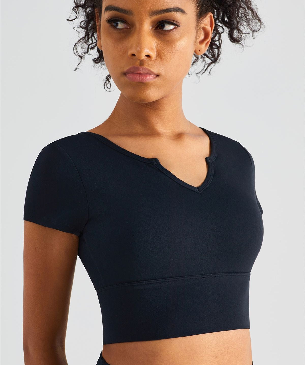 Short Sleeve V Neck Shirts Built-in Bra by bornfocus