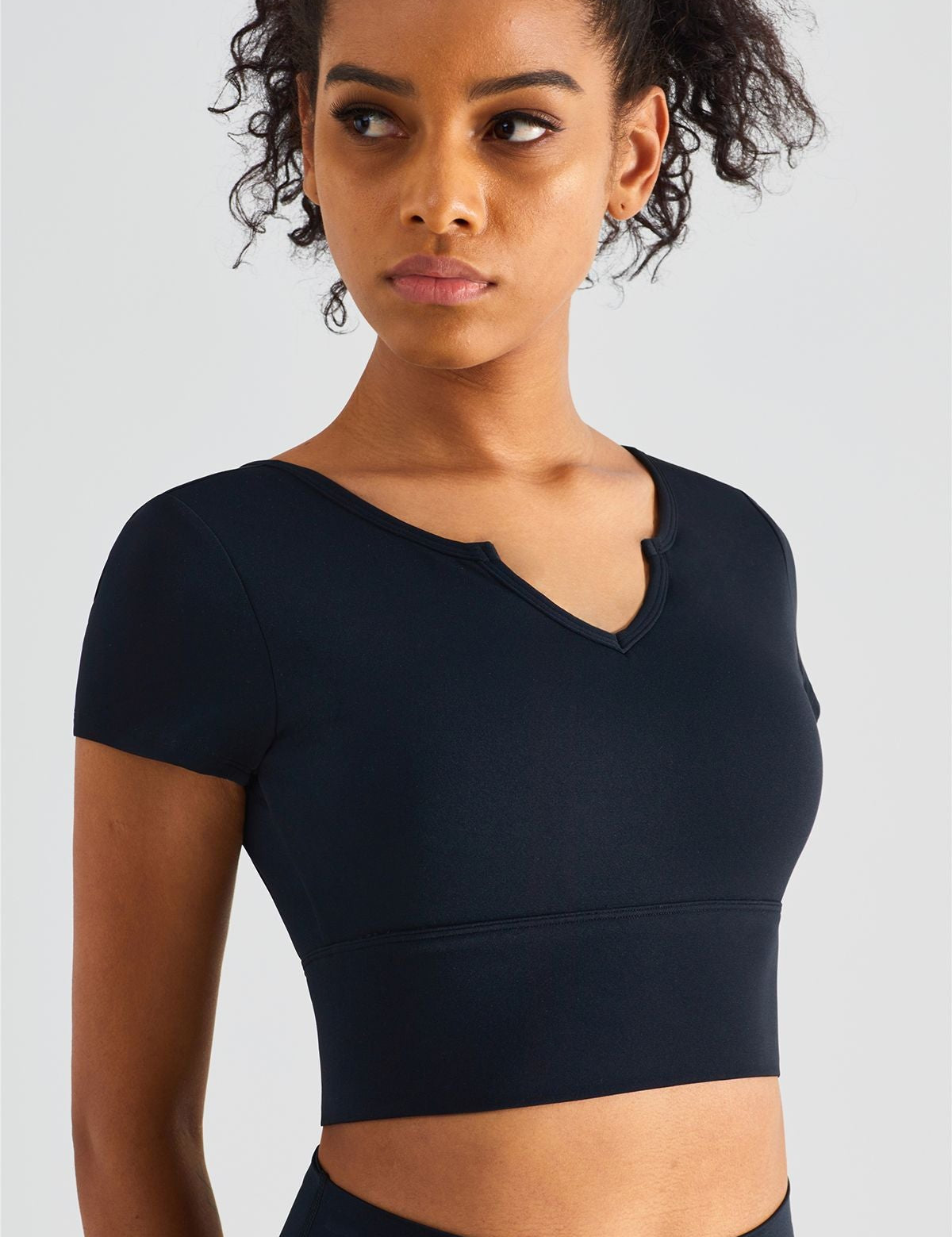 Short Sleeve V Neck Shirts Built-in Bra by bornfocus