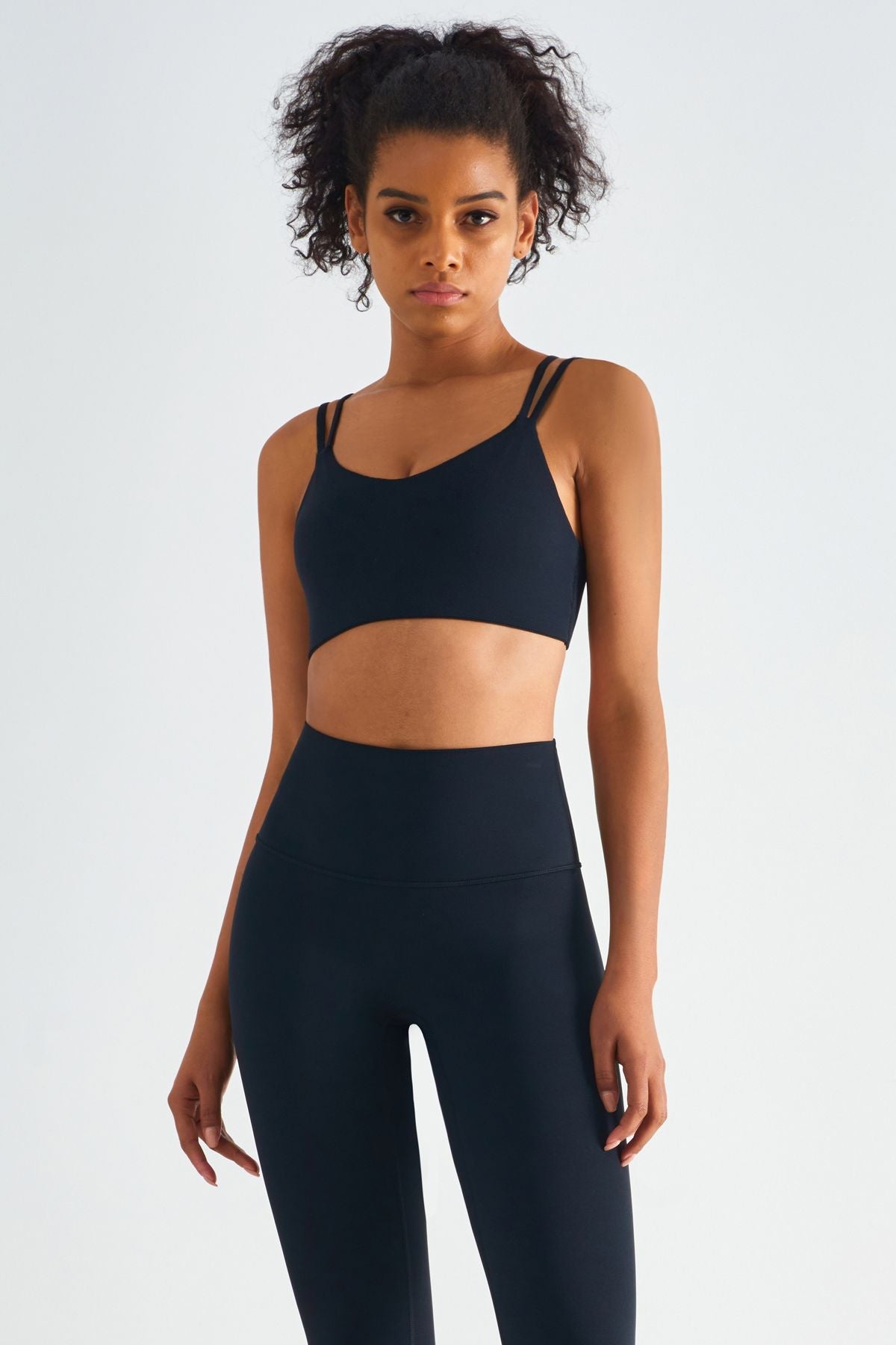 Double Straps Plunge Sports Bra by bornfocus