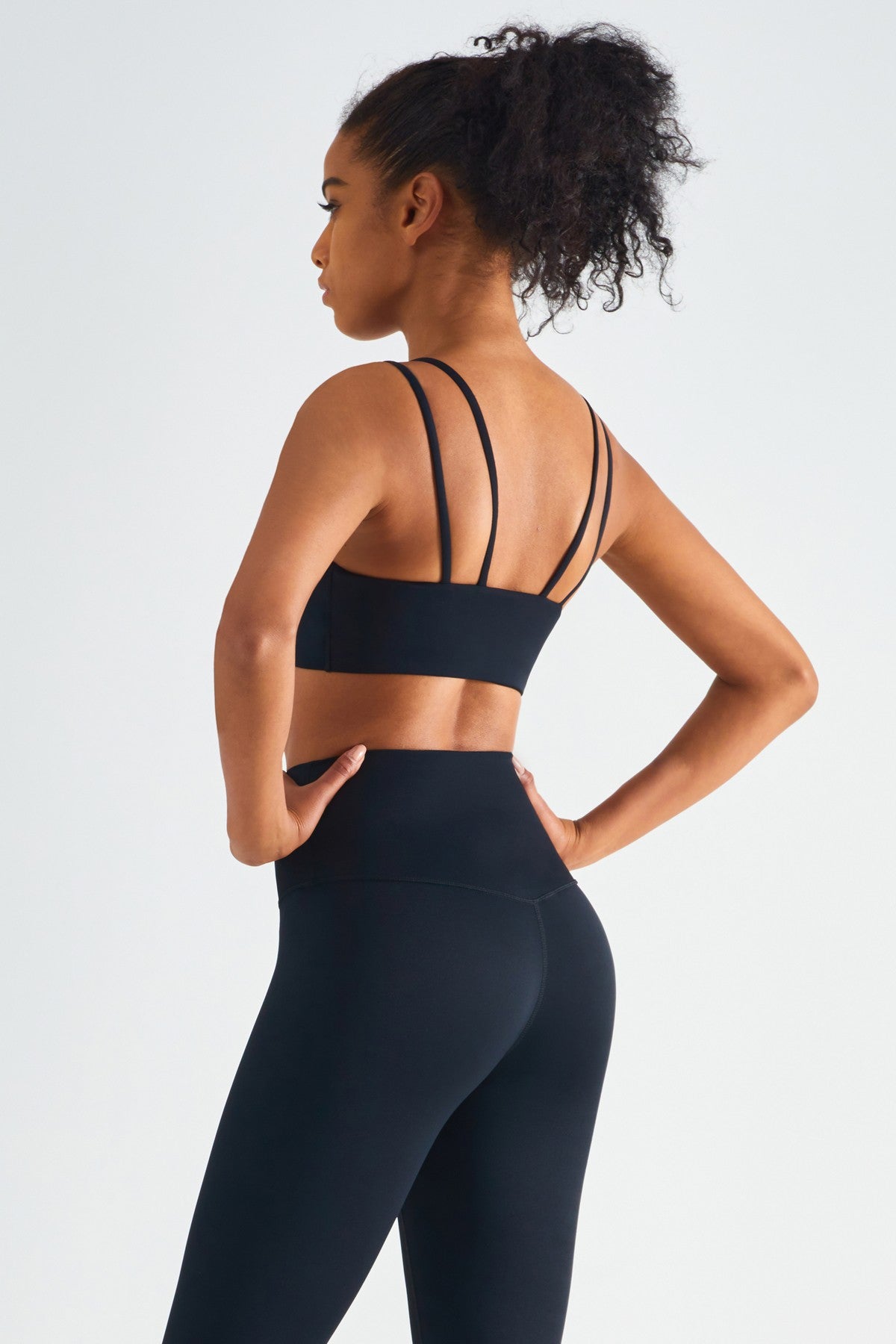 Double Straps Plunge Sports Bra by bornfocus