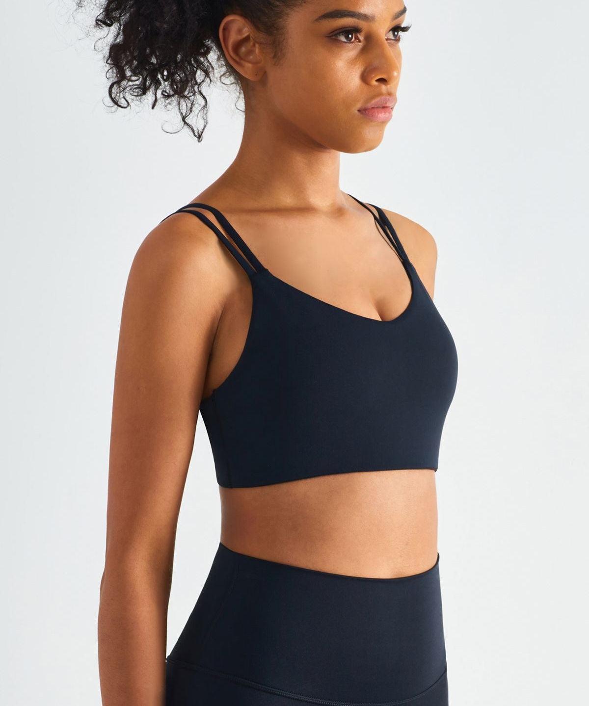 Double Straps Plunge Sports Bra by bornfocus