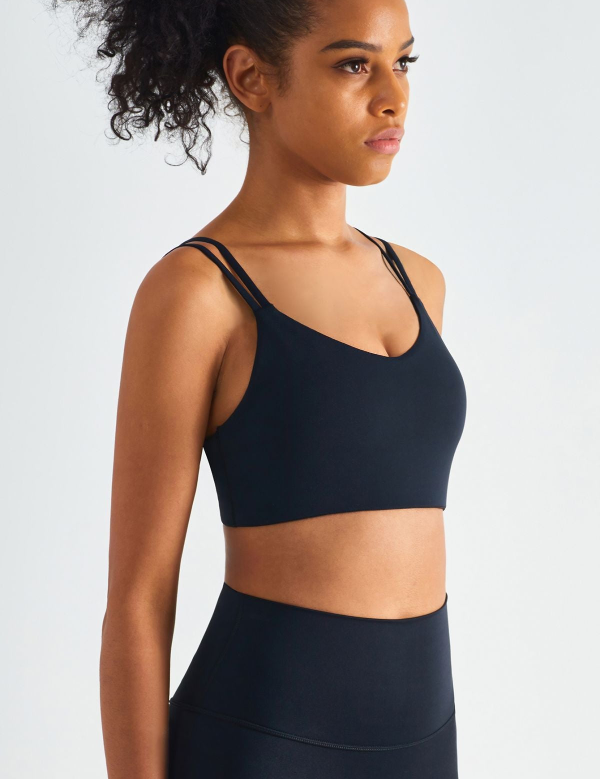 Double Straps Plunge Sports Bra by bornfocus