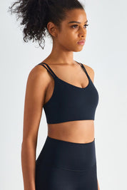 Double Straps Plunge Sports Bra by bornfocus