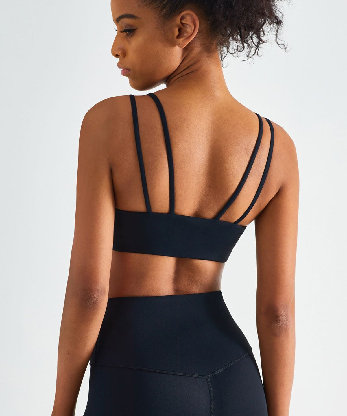 Double Straps Plunge Sports Bra by bornfocus