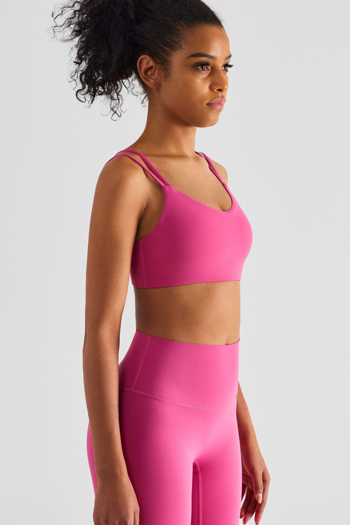 Double Straps Plunge Sports Bra by bornfocus