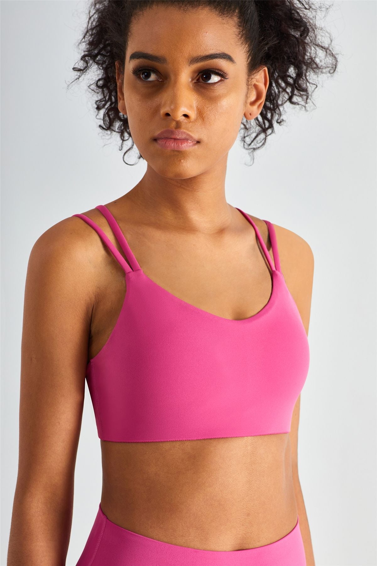 Double Straps Plunge Sports Bra by bornfocus