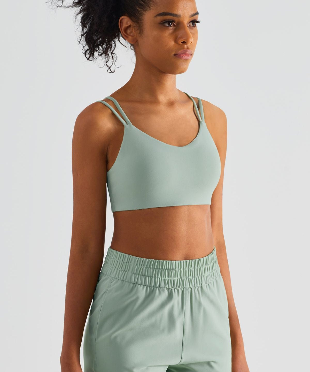 Double Straps Plunge Sports Bra by bornfocus