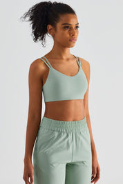 Double Straps Plunge Sports Bra by bornfocus