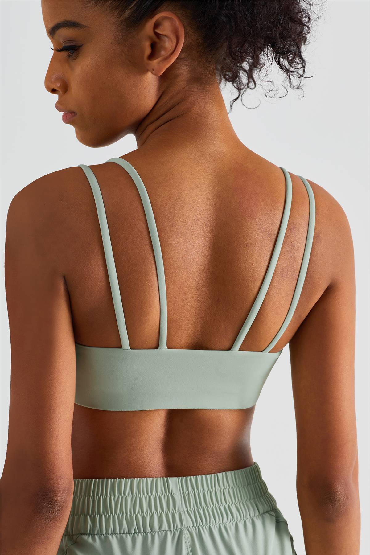 Double Straps Plunge Sports Bra by bornfocus