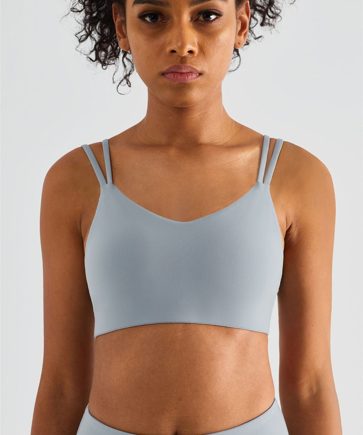 Double Straps Plunge Sports Bra by bornfocus