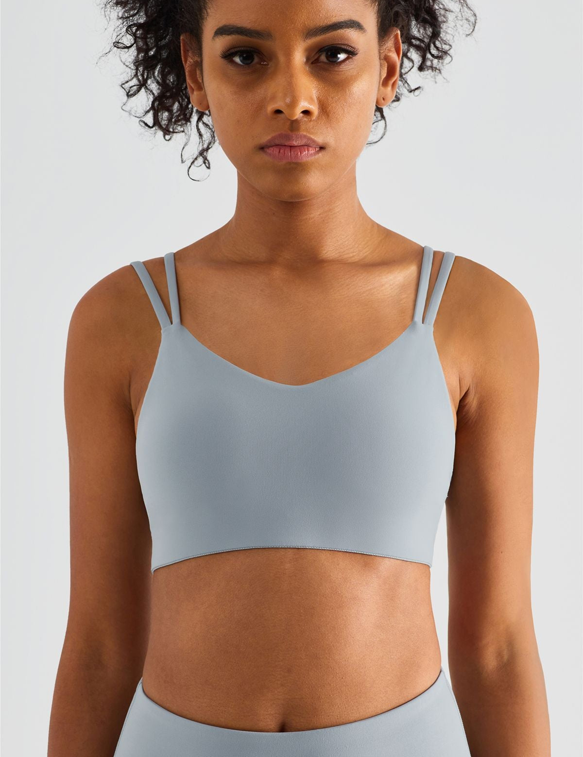 Double Straps Plunge Sports Bra by bornfocus