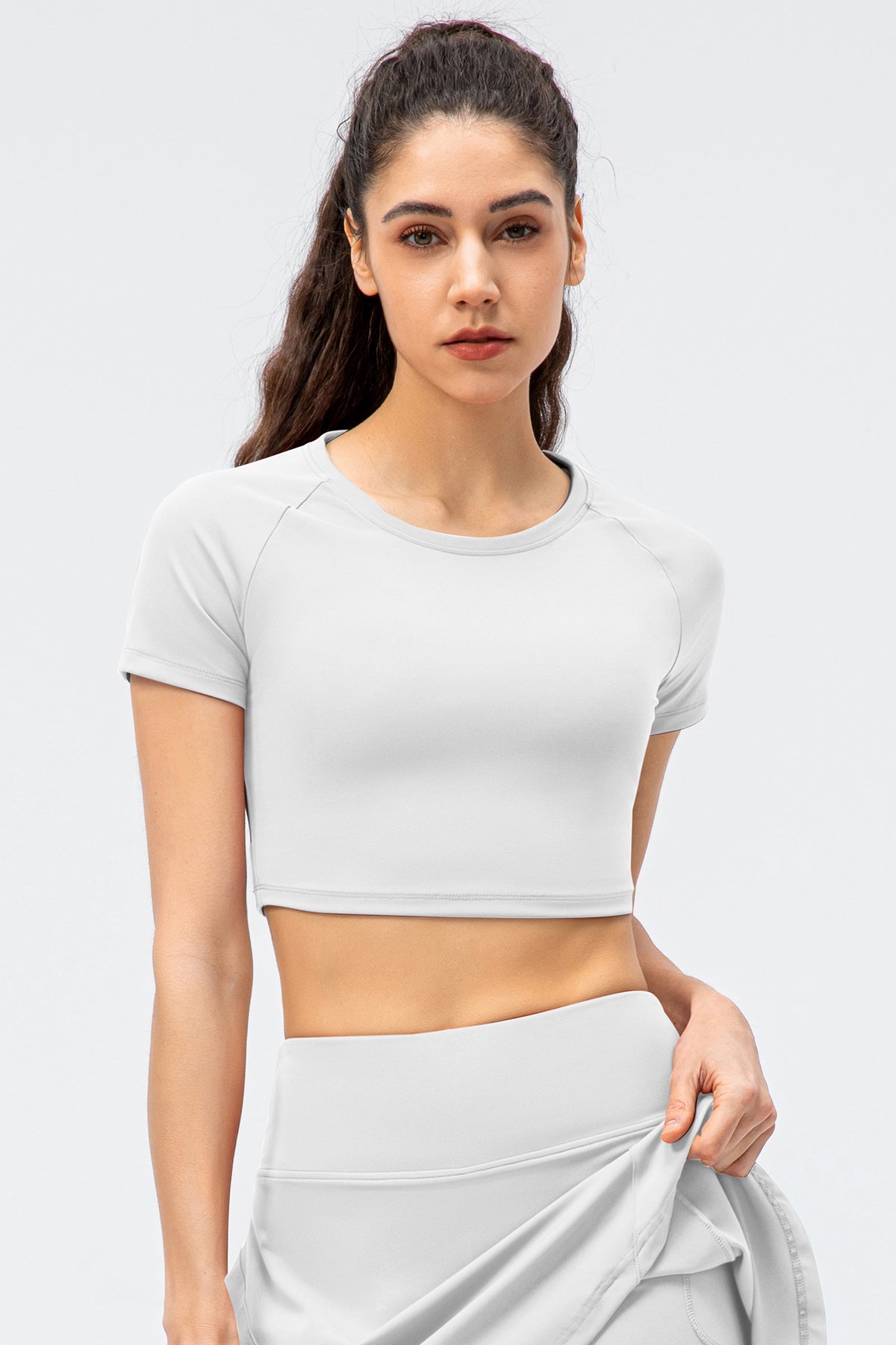 Crew Neck Cropped Short Sleeve T-Shirts by bornfocus