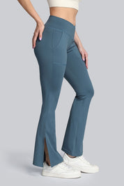 High Waist Crossover Bootcut Leggings by bornfocus