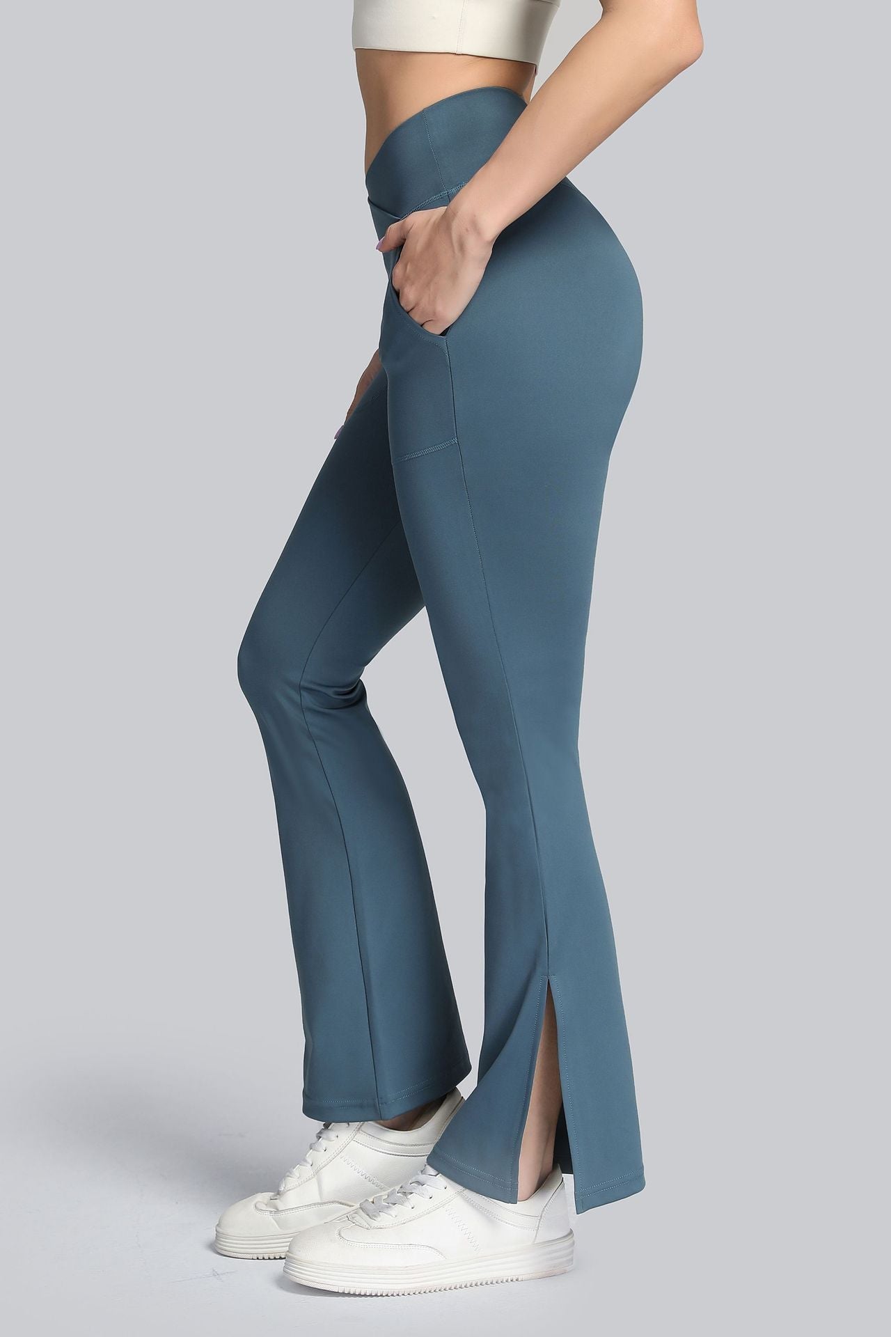 High Waist Crossover Bootcut Leggings by bornfocus