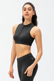 Zipper Sleeveless Crop Top by bornfocus