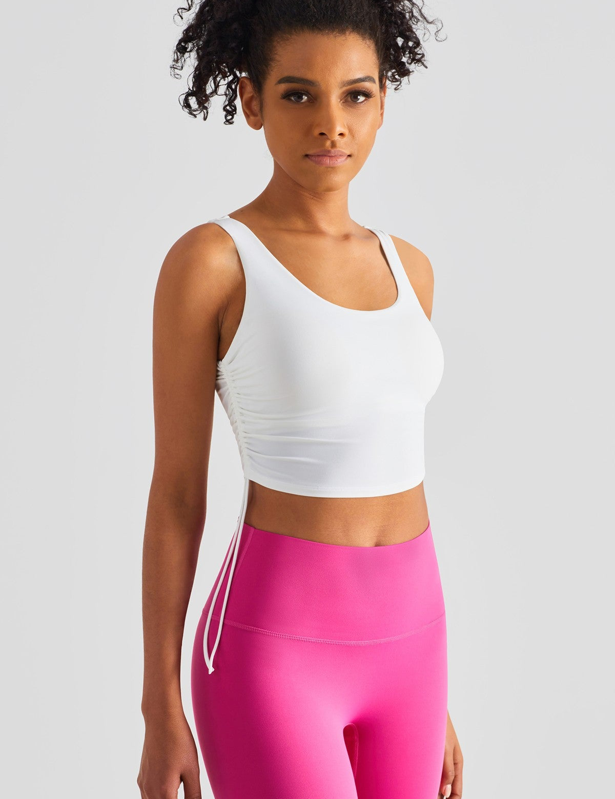 Cropped Tank Tops with Side Drawstring by bornfocus